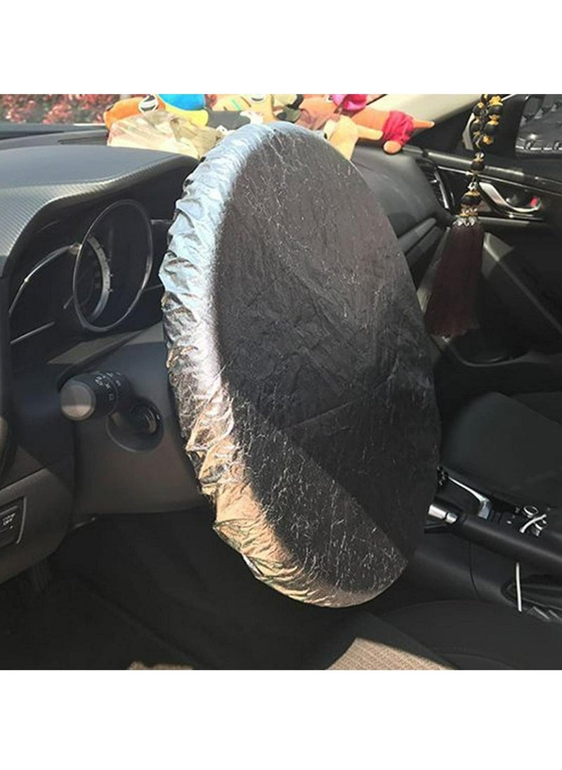 1 PC Steering Wheel Cover Sun Shade, Vehicle Sunblock With Anti-Heat Aluminum Foil, Reflective Shade For GM Wheel, UV Rays Visor Protective Cover, Silver - Image 1